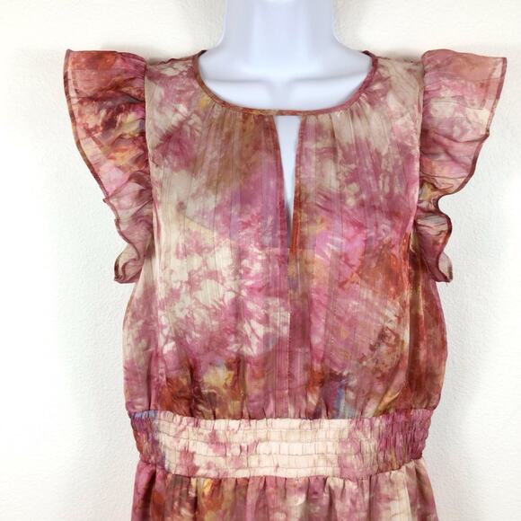 RACHEL Rachel Roy Pink Tie Dye Flutter Sleeve "Issa" Maxi Dress size 6 - Picture 3 of 8